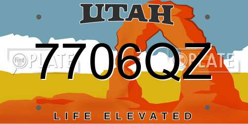 7706QZ Utah License Plate