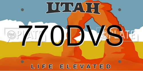 770DVS Utah License Plate