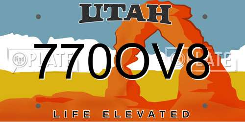 770OV8 Utah License Plate