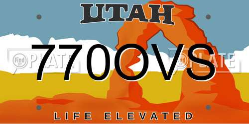 770OVS Utah License Plate