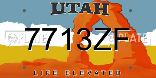 7713ZF Utah License Plate