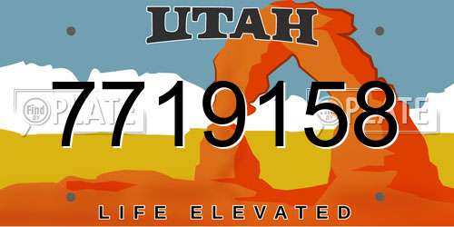 7719158 Utah License Plate