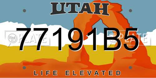 77191B5 Utah License Plate