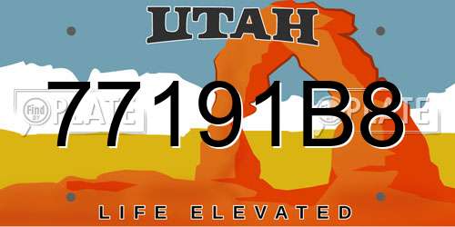 77191B8 Utah License Plate