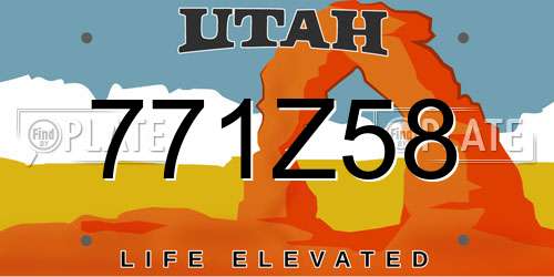 771Z58 Utah License Plate