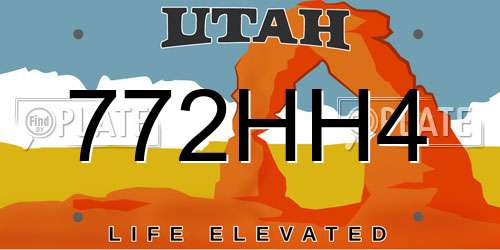 772HH4 Utah License Plate
