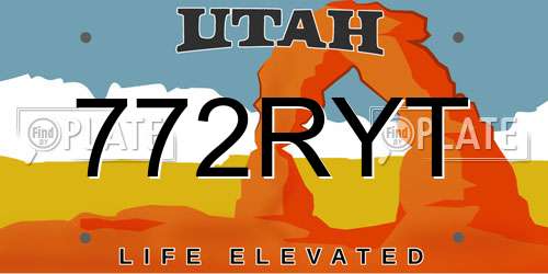 772RYT Utah License Plate