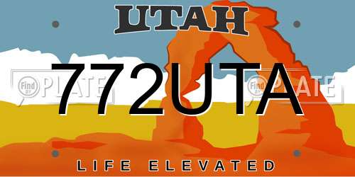 772UTA Utah License Plate