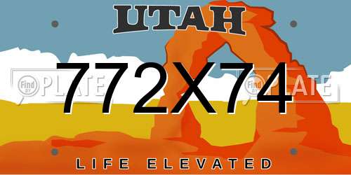 772X74 Utah License Plate