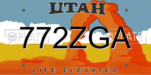 772ZGA Utah License Plate