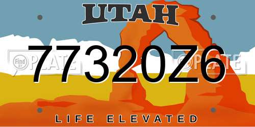 77320Z6 Utah License Plate