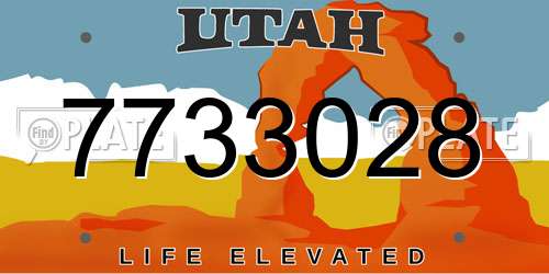 7733028 Utah License Plate