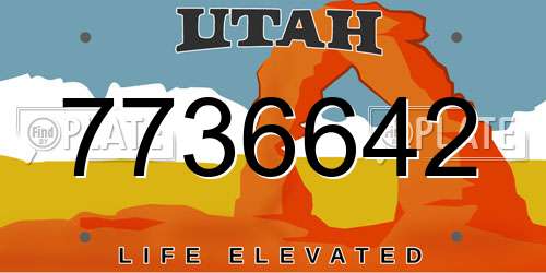 7736642 Utah License Plate