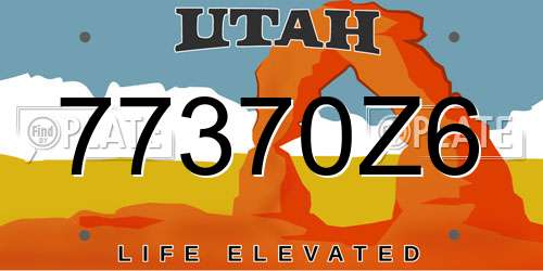 77370Z6 Utah License Plate