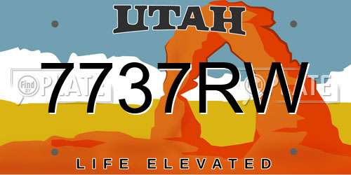 7737RW Utah License Plate