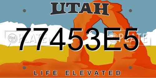 77453E5 Utah License Plate