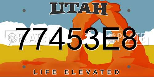 77453E8 Utah License Plate