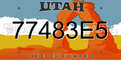 77483E5 Utah License Plate
