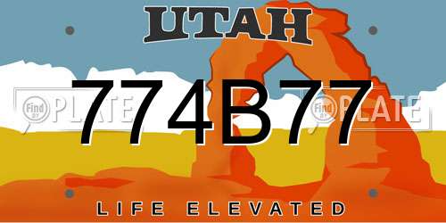 774B77 Utah License Plate