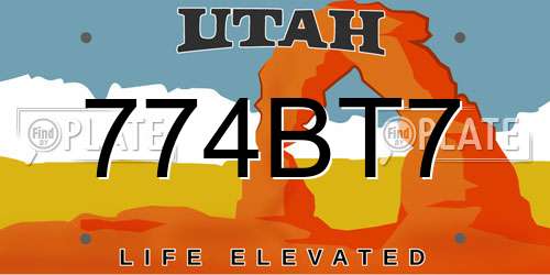 774BT7 Utah License Plate