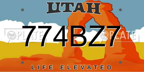 774BZ7 Utah License Plate