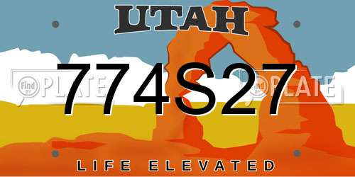774S27 Utah License Plate
