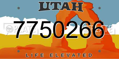 7750266 Utah License Plate