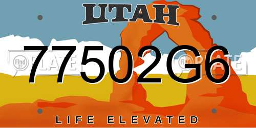 77502G6 Utah License Plate