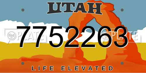7752263 Utah License Plate