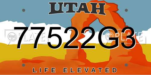 77522G3 Utah License Plate