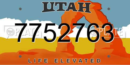 7752763 Utah License Plate