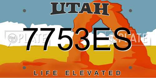 7753ES Utah License Plate