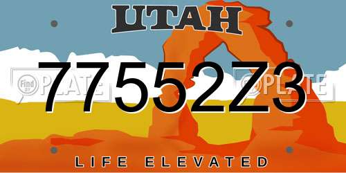 77552Z3 Utah License Plate