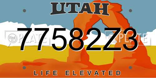 77582Z3 Utah License Plate