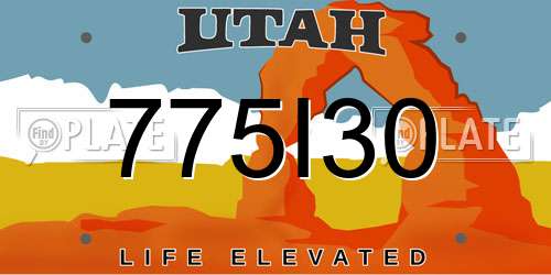 775I30 Utah License Plate