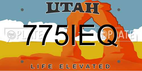775IEQ Utah License Plate