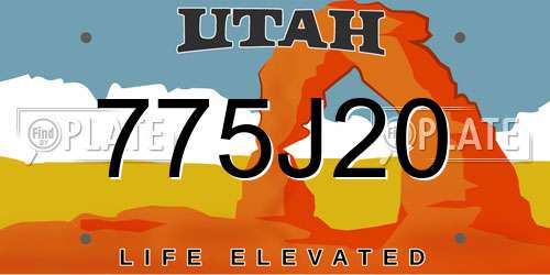 775J20 Utah License Plate