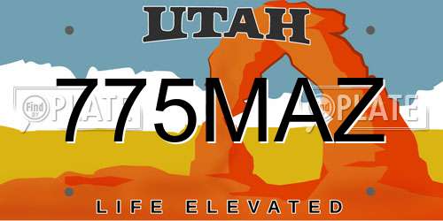 775MAZ Utah License Plate
