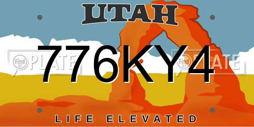 776KY4 Utah License Plate