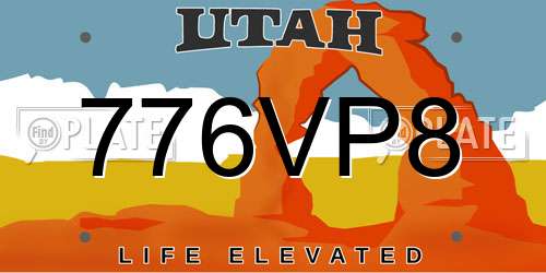 776VP8 Utah License Plate