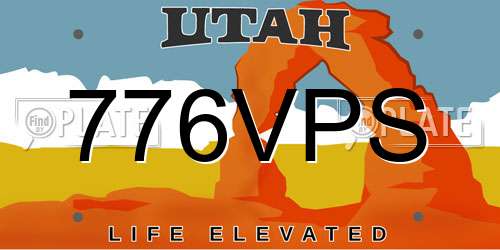 776VPS Utah License Plate