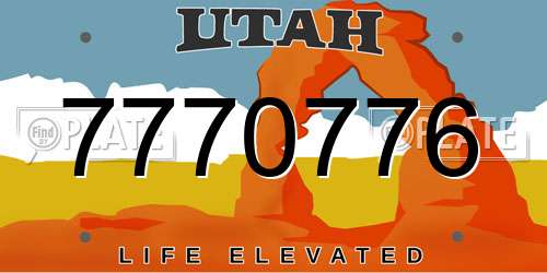 7770776 Utah License Plate
