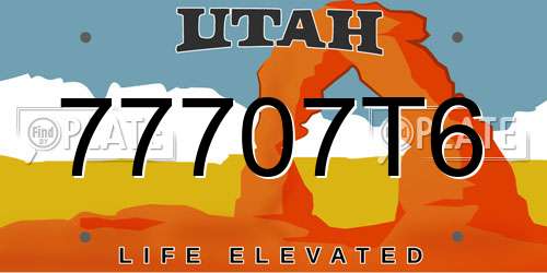 77707T6 Utah License Plate