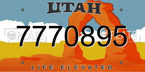 7770895 Utah License Plate