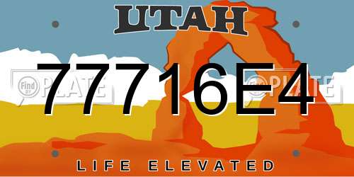 77716E4 Utah License Plate