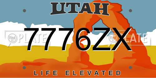 7776ZX Utah License Plate