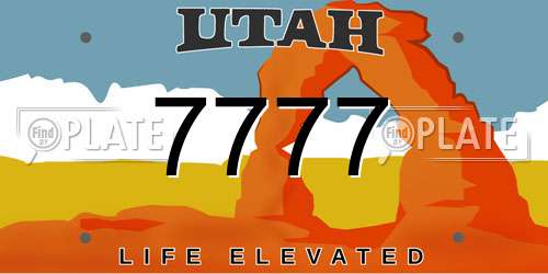 7777 Utah License Plate