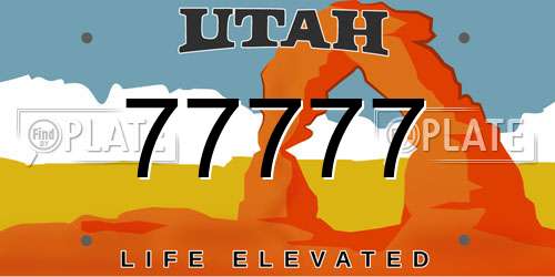 77777 Utah License Plate