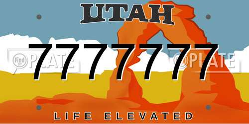7777777 Utah License Plate