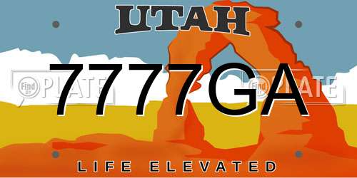 7777GA Utah License Plate